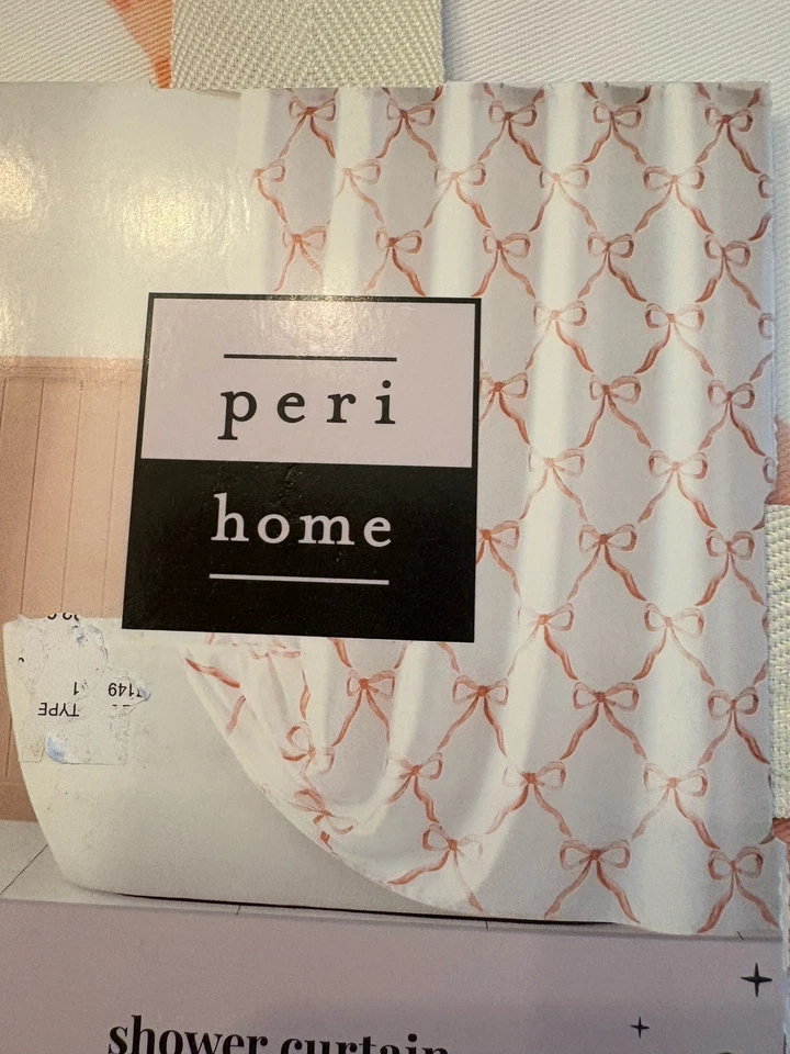 Nova cortina de chuveiro Peri rosa e aveia “fitas” 72 X72 algodão poliéster - Imagem 2 de 3