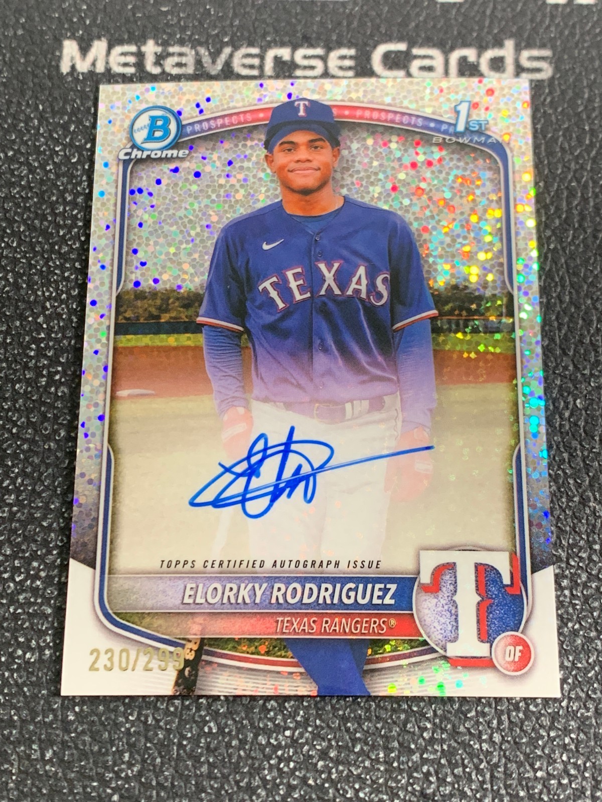 2025 Topps Bowman Chrome Elorky Rodriguez 1st Speckle Refractor Auto /299