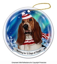 Basset Hound Northern Lights Twelve Days of Treats Holiday Ornament
