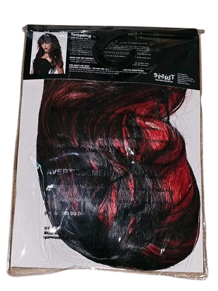 Peluca de vampiro - Trenzas tentadoras - Rojo/Negro - Accesorio de disfraz - Talla única Foto 2 de 3