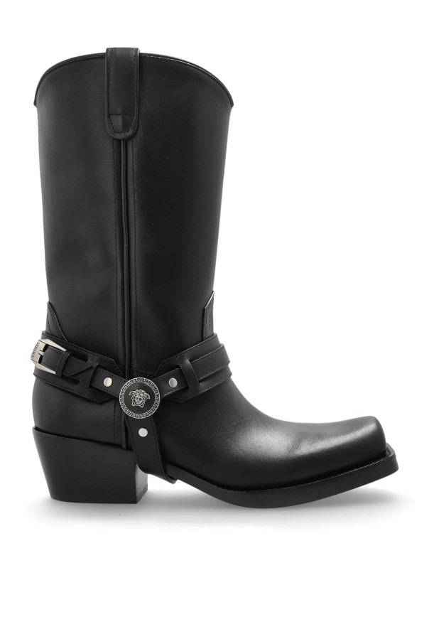 Versace - Women - Leather heeled ankle boots - Black 417790₽