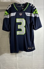 Nike Men's Seattle Seahawks Russell Wilson #3 Navy Blue On Field Jersey Sz L
