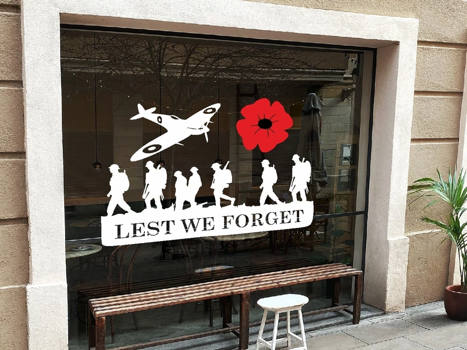 Lest We Forget Remembrance Day Stickers Poppy Soldier Patriotic Car Vinyl Quote - Image 2 of 4