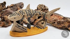 Unique 3D Printed Tiger Shark Fidget Toy (Tan/Black + Premium Stand)