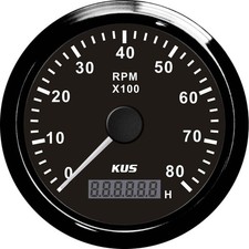 KUS Tachometer Gauge with Hourmeter (8000RPM / Black) KY07029