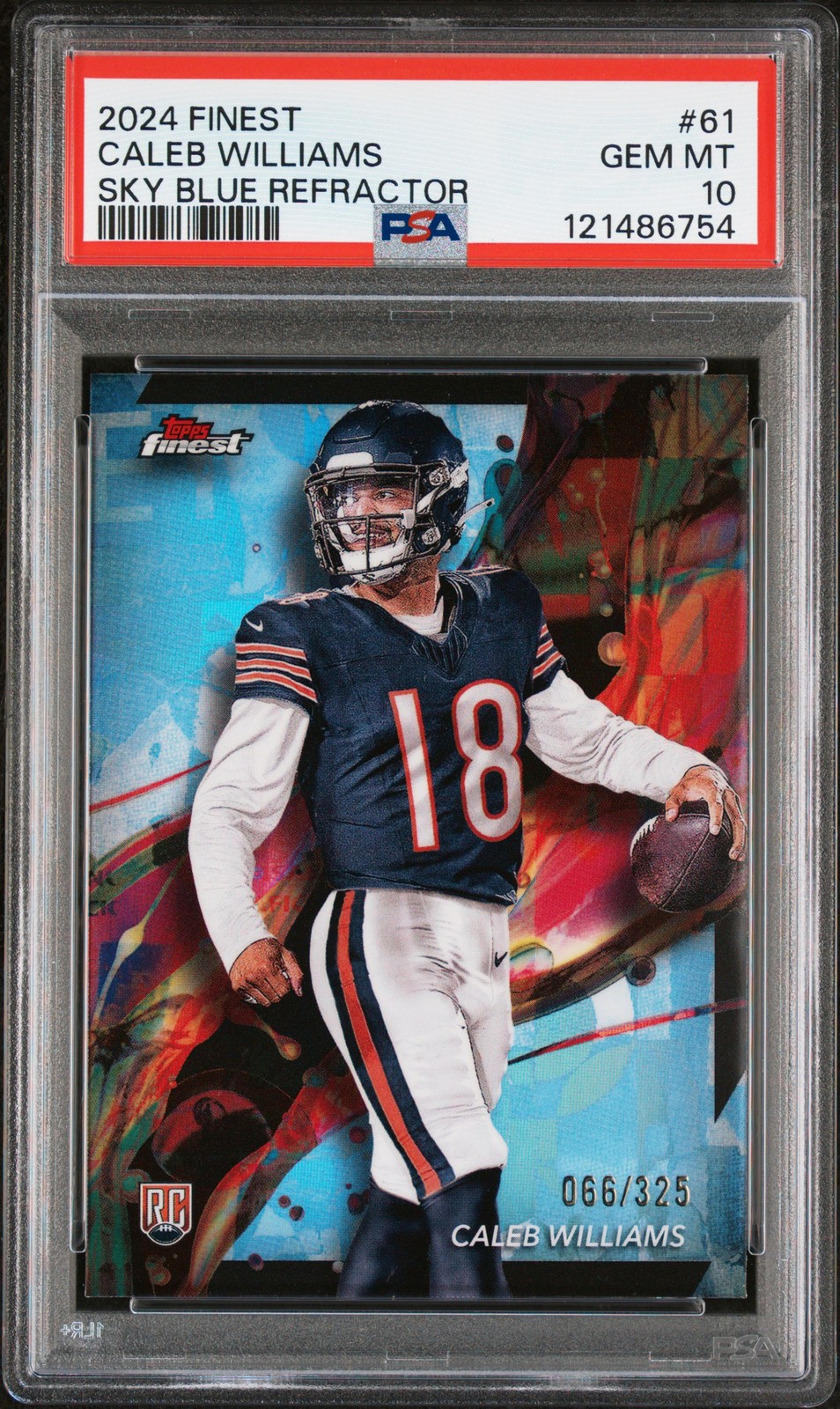 2024 TOPPS FINEST SKY BLUE REFRACTOR #61 CALEB WILLIAMS 66/325 PSA 10