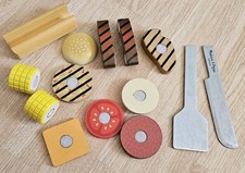 Melissa  Doug Wooden BBQ Grill Play Food Set Toy Burger Ribs Corn