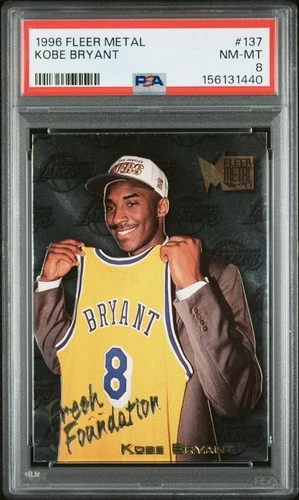 1996 FLEER METAL #137 KOBE BRYANT ROOKIE RC PSA 8