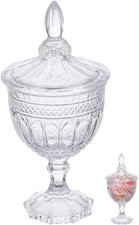 Footed Glass Candy Dish with Lid - Clear Crystal Candy Dish Storage NOB