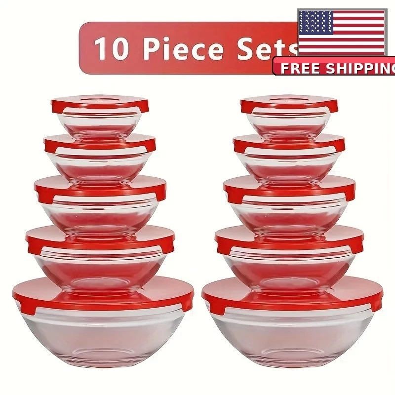 10pcs Mini Glass Mixing Bowls Set Stackable Nesting Bowls Lids Microwave Safe.
Opens in a new window