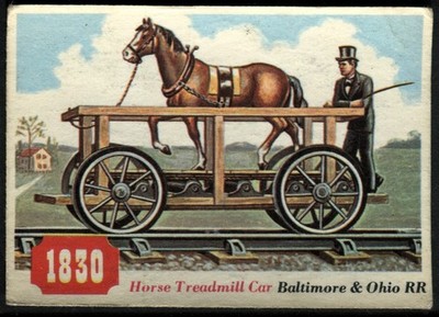 Trade Card, A&BC Kaugummi, Eisenbahnquiz, 1959, Baltimore Ohio, Pferdelaufband, #71