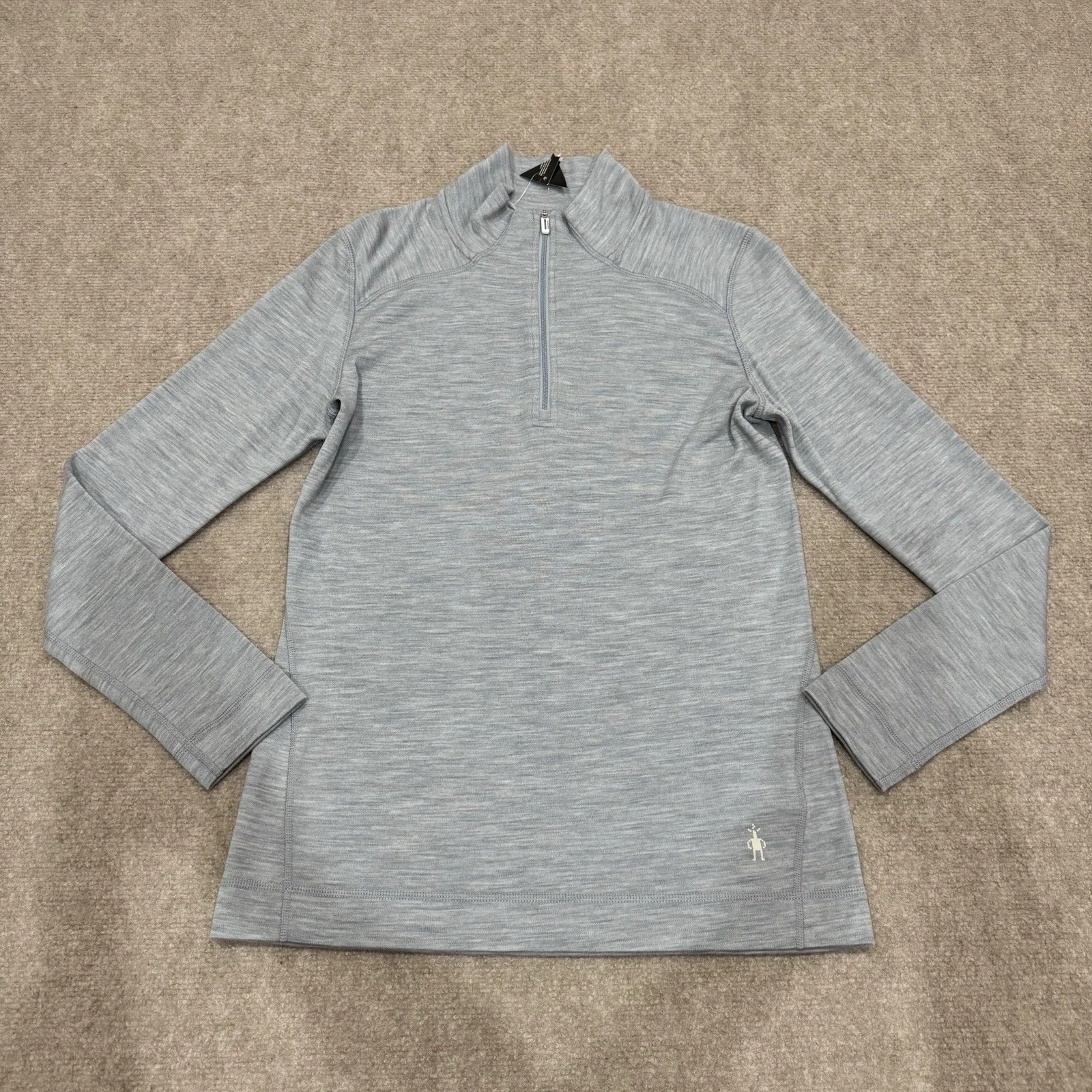 Smartwool Women's Size Large Grayish Blue Merino 250 Base Layer 1/4 Zip Pullover