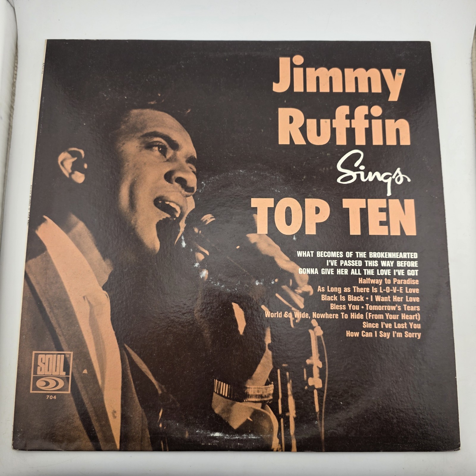 Original 1966 Jimmy Ruffin Sings Top Ten Vinyl LP - Mono - Soul 704 - EX
