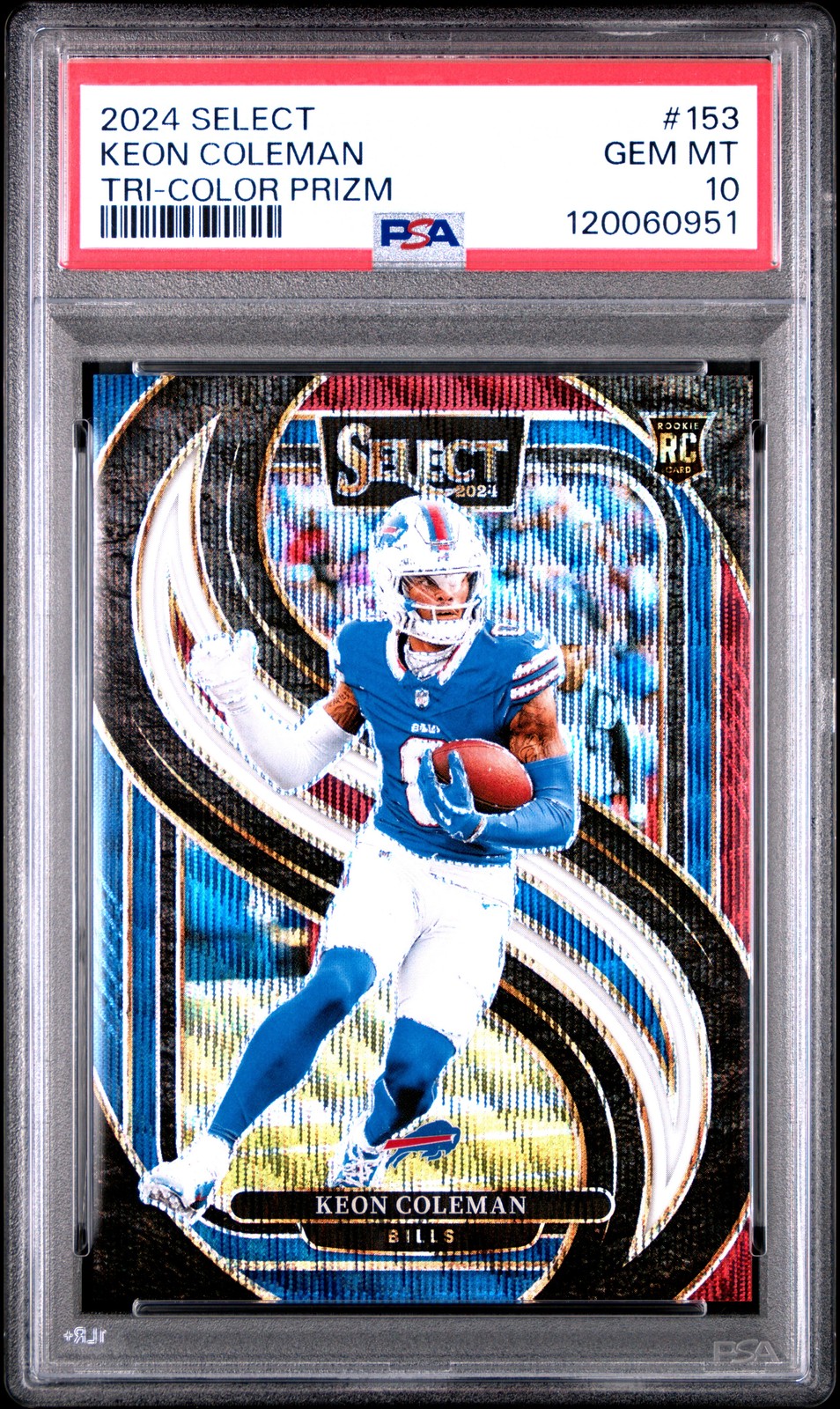 2024 PANINI SELECT TRI-COLOR PRIZM #153 KEON COLEMAN 224/249 PSA 10