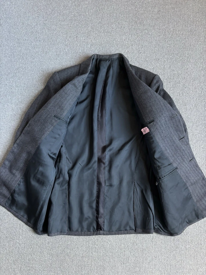 Bespoke John Kent Savile Row Grey Herringbone Wool Tweed Blazer Sport Coat - Image 3 of 4