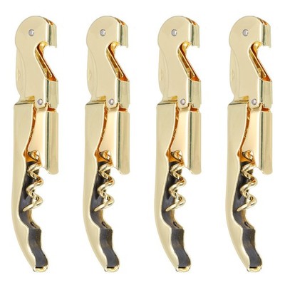 uxcell 4Pcs 5'' Wine Openers Waiter Corkscrew Professional Red Gold