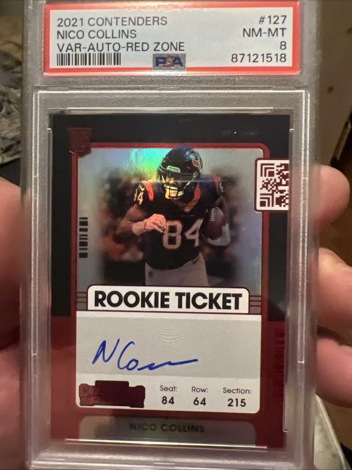 2021 Panini Contenders Red Foil Nico Collins Rookie Auto🔥🔥 PSA 8 NM-MT