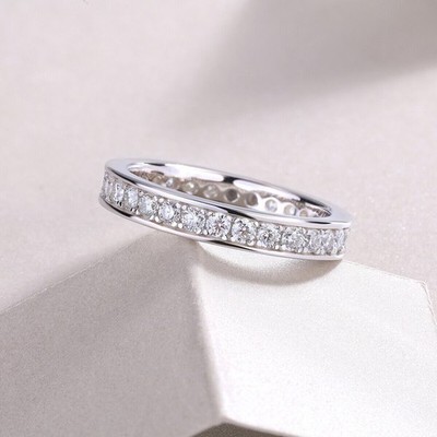 0.6 CT D/VVS1 Moissanite Eternity Wedding Engagement Ring 925 Sterling Silver