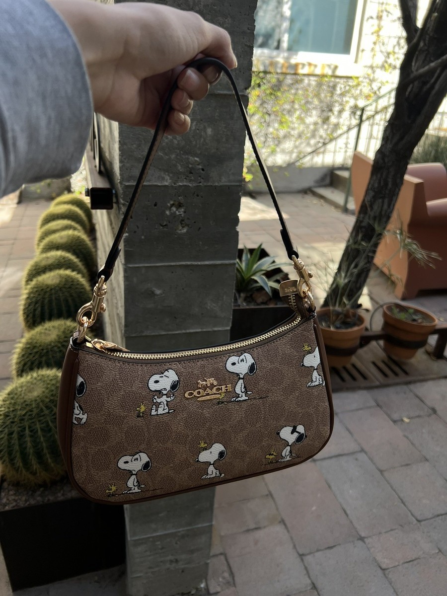 Coach X Peanuts Teri Shoulder Bag In Signature Canvas With Snoopy