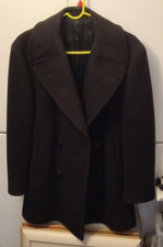 WW2 US Navy Kersey Wool Pea Coat Men's Size 40R Double Breasted 1945 Black NICE