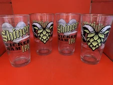 SHINER BOCK WICKED RAM IPA Set Of 4 Beer Glasses Bar Mancave Pint Glass