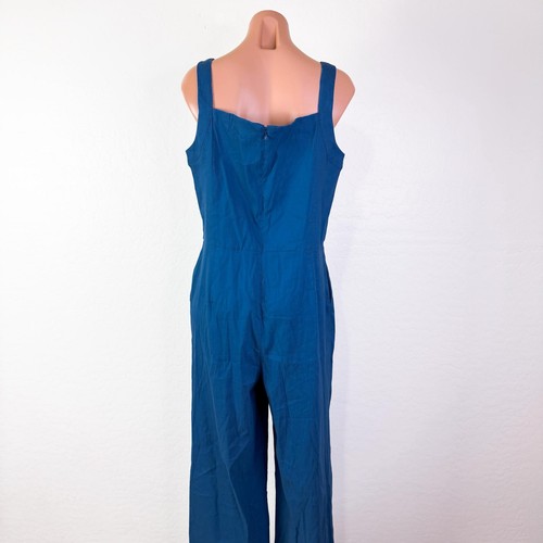 Antonio Melani Tinley Linen Square Sleeveless Wide Leg Jumpsuit Blue Size 12 NWT - Picture 4 of 8