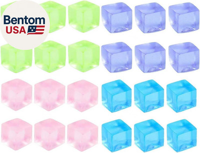 24Pcs Stress Balls Fidget Toys Adults, Ice Cube Toys - Square Squeeze Ball Toys,