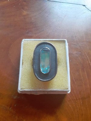 Vintage Art Deco Ring mit Perlmutt-Edelstein   Retro Mid-Century Design, Silber