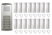 COMMAX 16-Apartment Building Audio Intercom Set: DR-16AM x1/DP-SS x16/12V Power