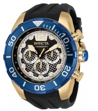 Invicta Pro Diver Men's 50mm Twisted Metal Blue  Gold Chronograph Watch 33823