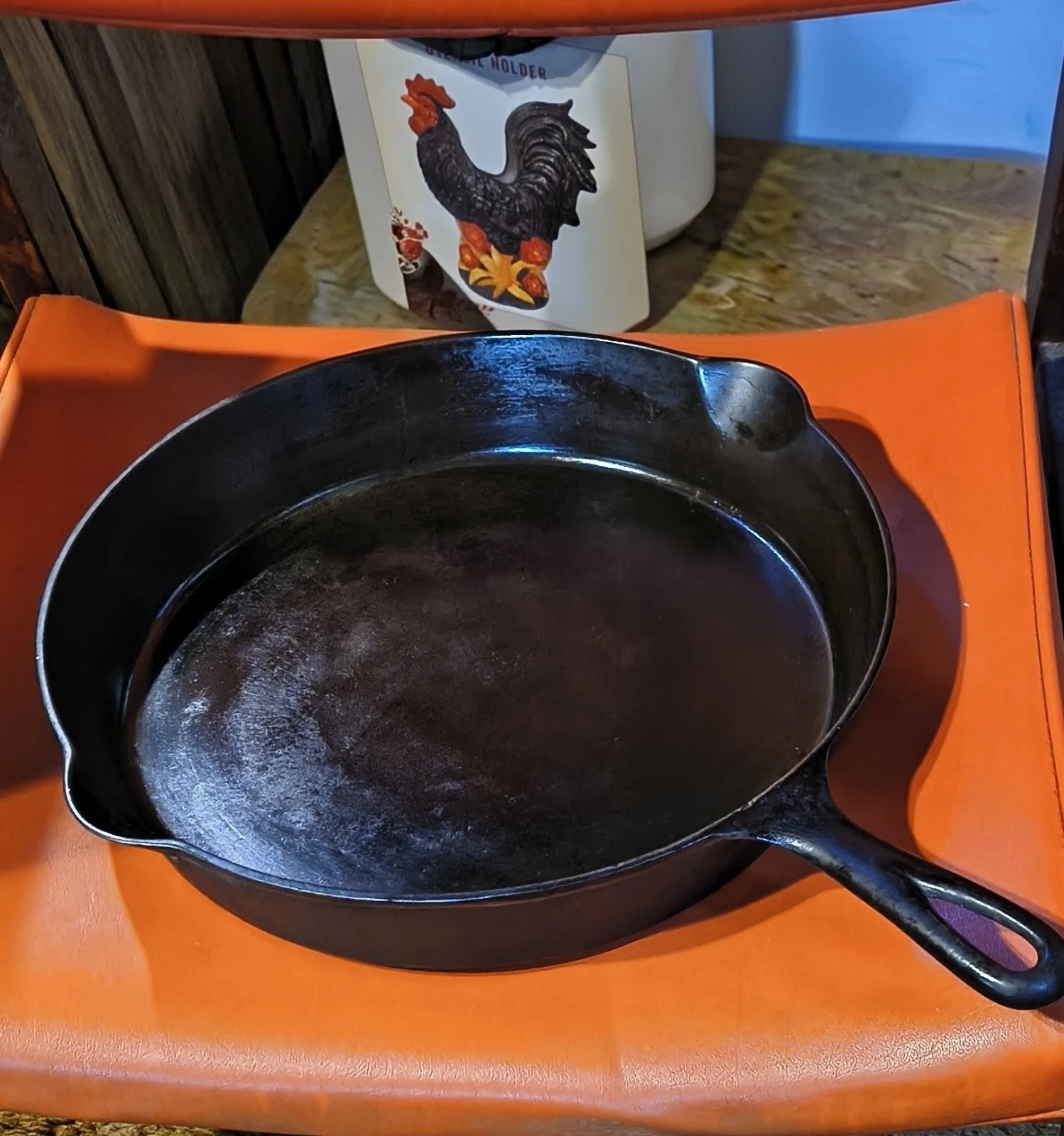 Rare "Favorite" Piqua Ware #12 Cast Iron Skillet Pan w/ Heat Ring