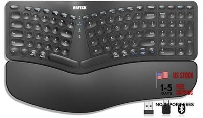 Ergonomic Keyboard with Cushioned Wrist Palm Rest, Multi-Device Wireless