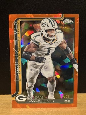 2025 Topps Chrome Sapphire Football Micah Parsons Orange Refractor /25 Packers