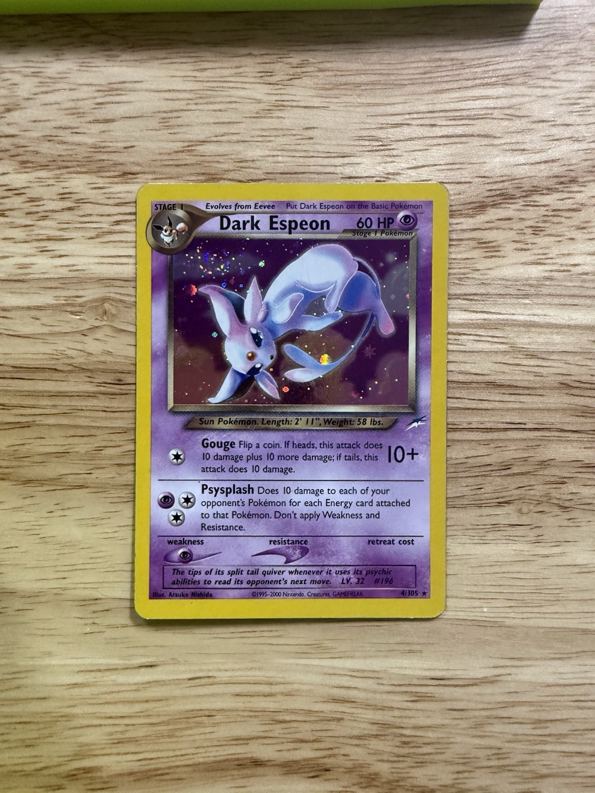 Dark Espeon 4/105 Neo Destiny Holo Rare Unlimited Holofoil Vintage Pokémon TCG