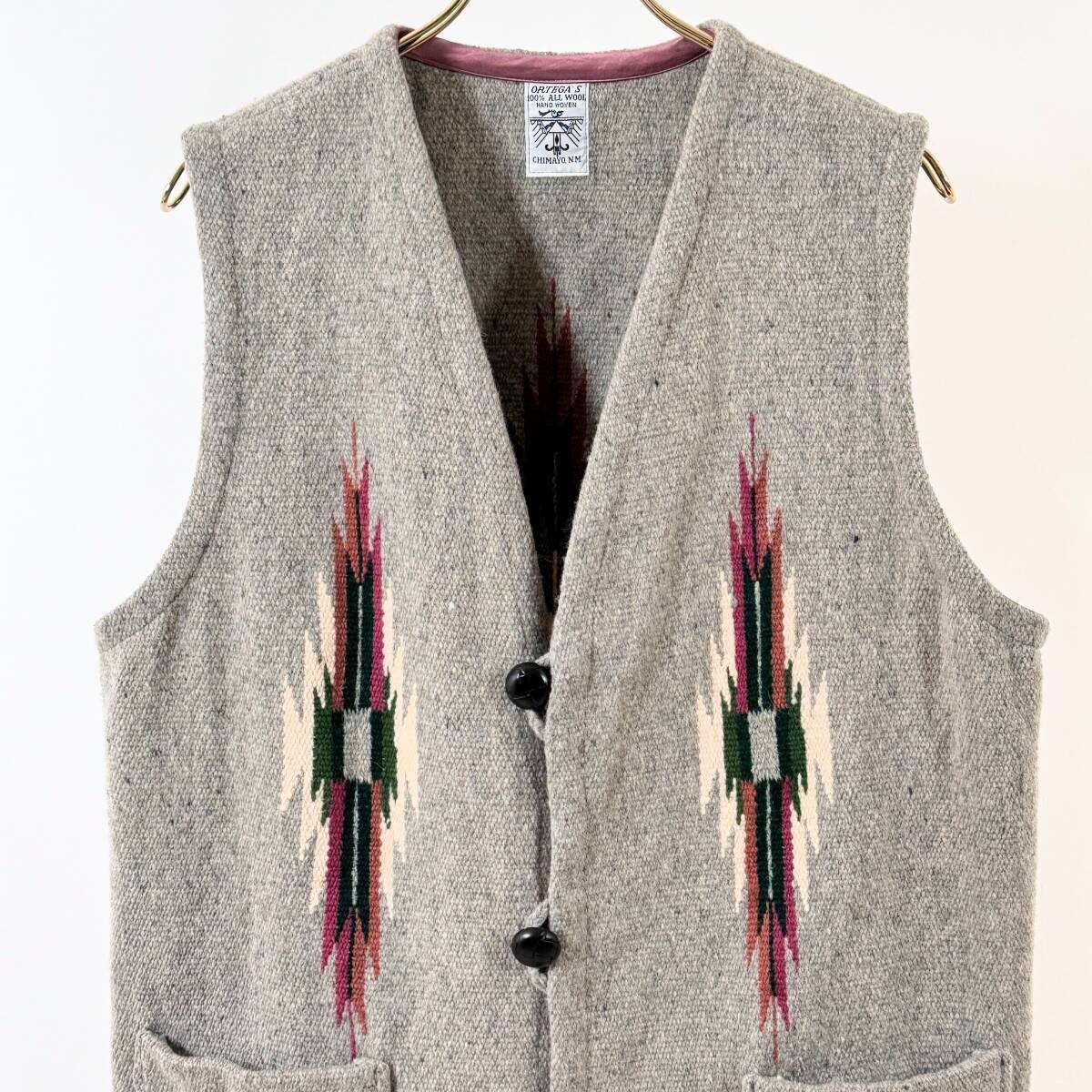 Vintage 1970-80's Ortega's Oversized Chimayo Vest Size 44-46 Gray