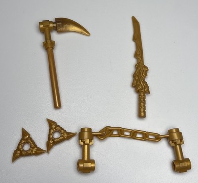 LEGO Ninjago Golden Weapons Accessories Scythe Sword Nunchucks Throwing Stars