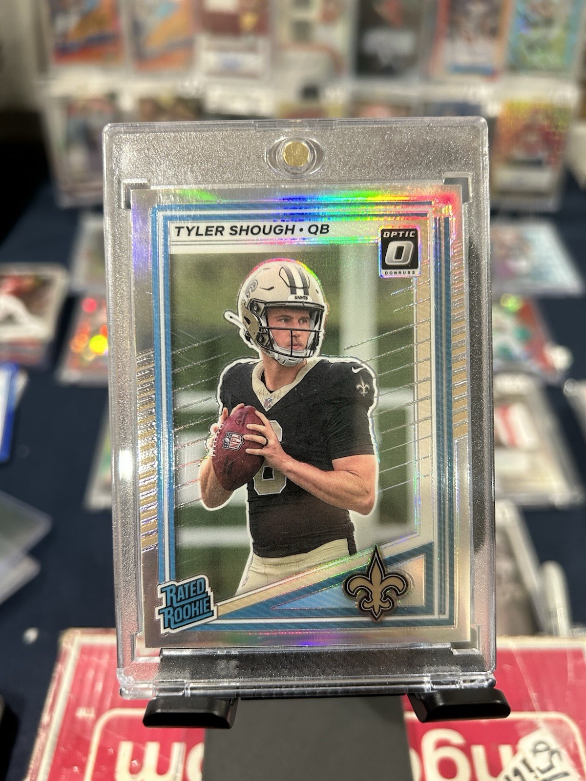 2025 Panini Donruss Rated Rookie Tyler Shough #304 Optic Preview Holo Prizm (RC)