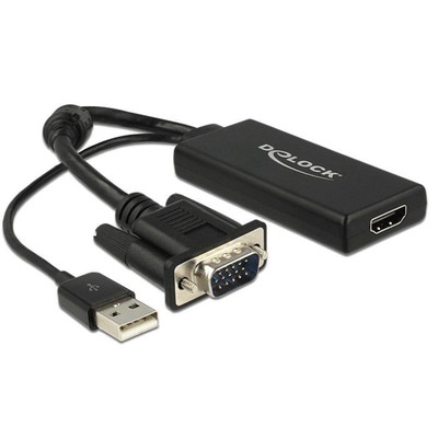 DeLock Adaptor VGA + Audio to HDMI with Cable Black