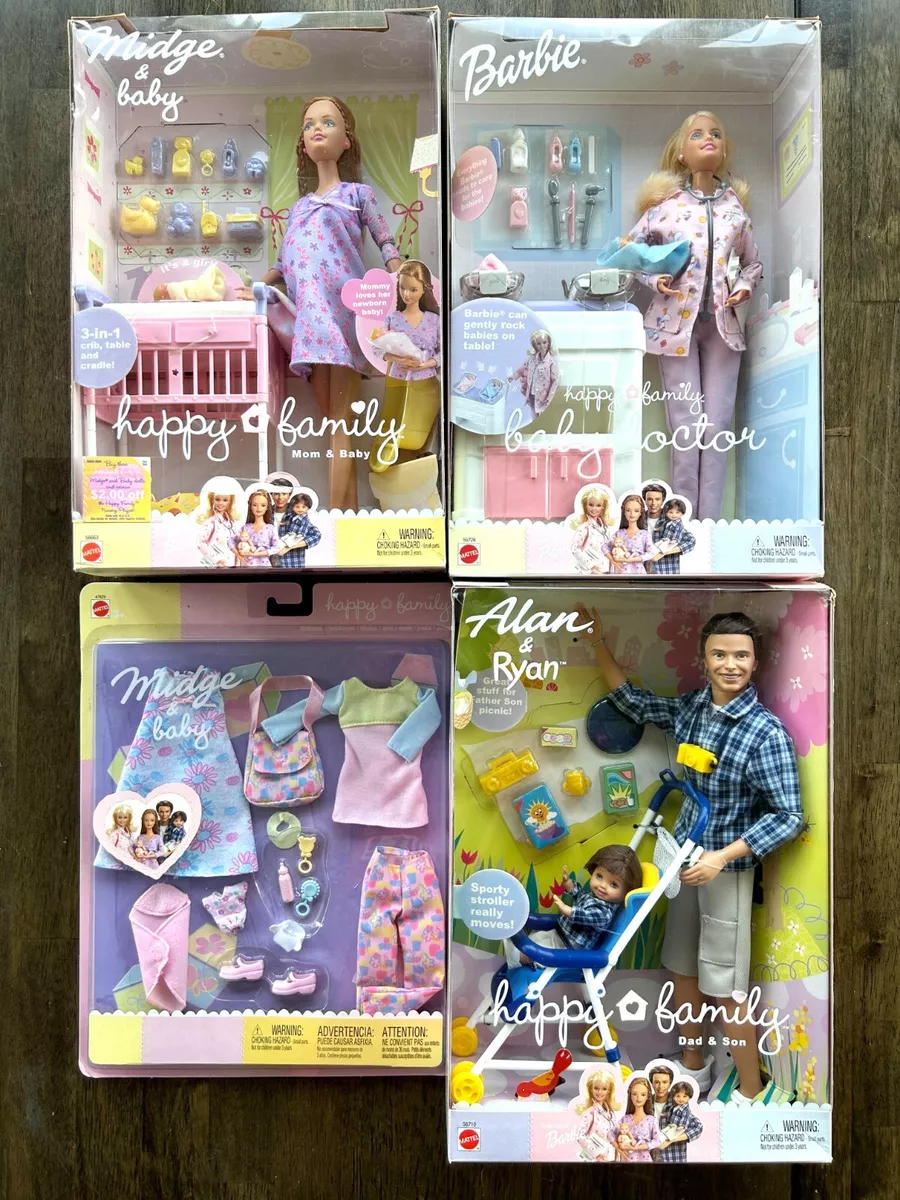 NIB Pregnant Barbie Lot Entire Happy Family Alan Ryan Baby Doctor Midge  Clothes