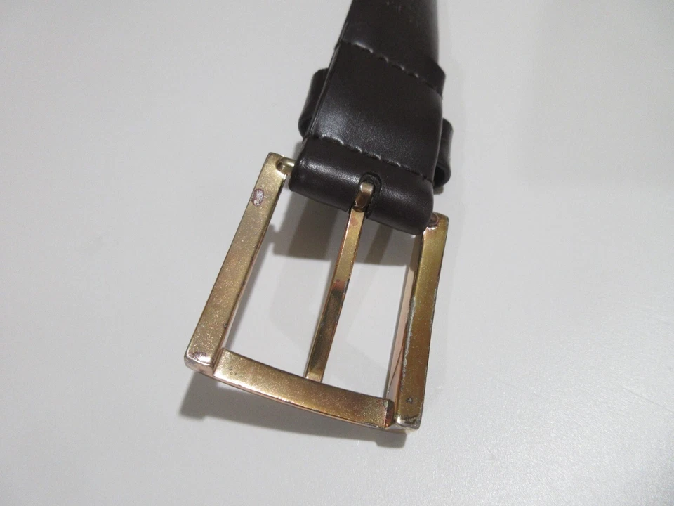 Talla 36/90 De Colección Y2K Kenneth Cole Reacción CUERO Cinturón Para Hombre Marrón DORADO HEBILLA Papá Foto 4 de 4