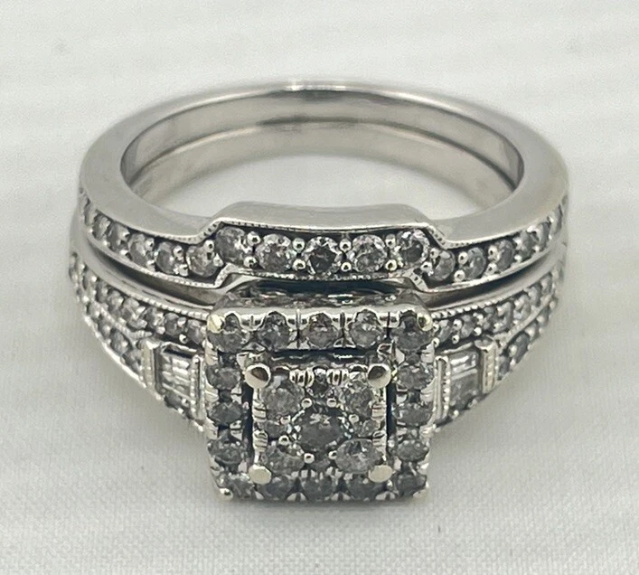 10k 9.26g White Gold Natural Diamond Wedding Set Size 8.5 Gorgeous!!! - Image 4 of 4