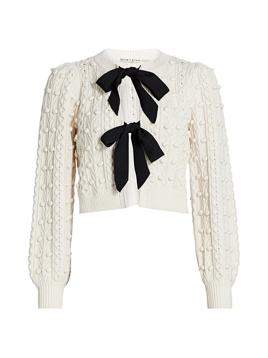 Bow clearance tie cardigan