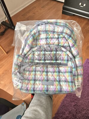 Vera Bradley Cotton Essential Compact Backpack Gingham Plaid  display picture 3