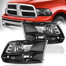 Fits 2009-2018 Dodge Ram 1500 2500 3500 Quad Headlight Head Lamps Black 09-18 Fits 2009-2018 Dodge Ram 1500 2500 3500 Quad Headlight Head Lamps Black 09-18