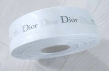 vintage Dior Ribbon White Gray Logo 1 9/16"  50 Meter Authentic Sealed Full Roll