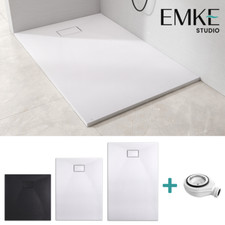 SMC Duschwanne Mit Siphon Eckig Steinoptik Antirutsch Duschtasse 90/120/140x90cm