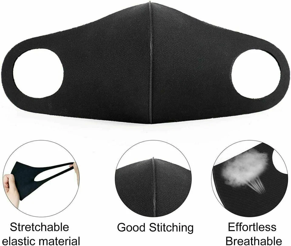 Custom Face Mask Face Cover Reusable Personalized Mask Add Your Text 3Pack Black - Image 3 of 4