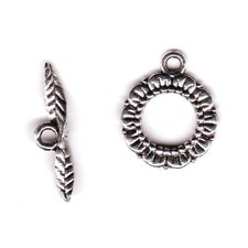 10 Pairs Toggle Clasps Silver Flower Feather Bracelet Clasp Jewellery Clasp