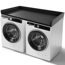 Washer Dryer Countertop, 54" W x 27.5" D Wood Shelf Topper with Edge, Black