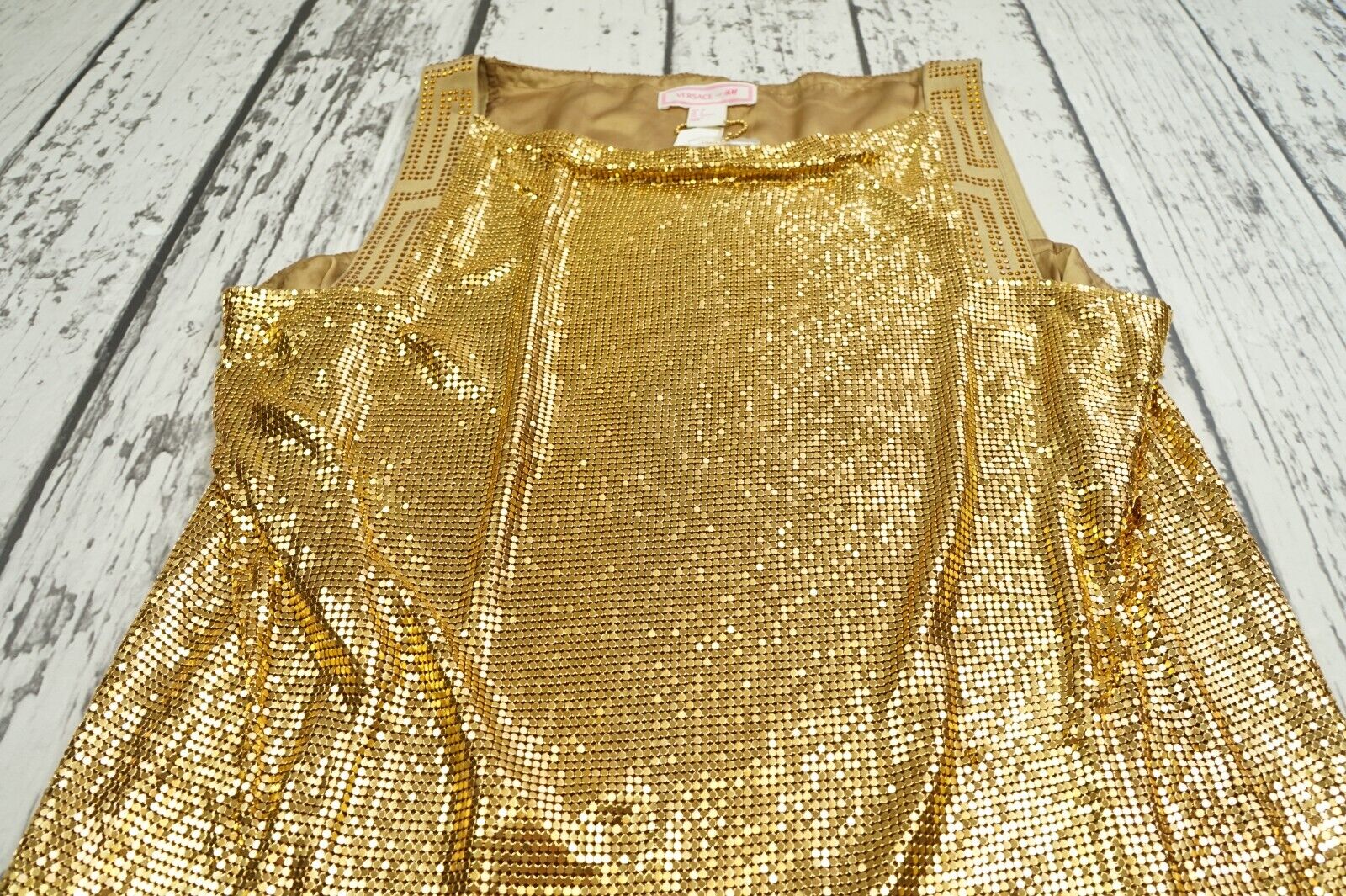 Rare Versace for H&M Gold Chain Dress size US6 US… - image 4